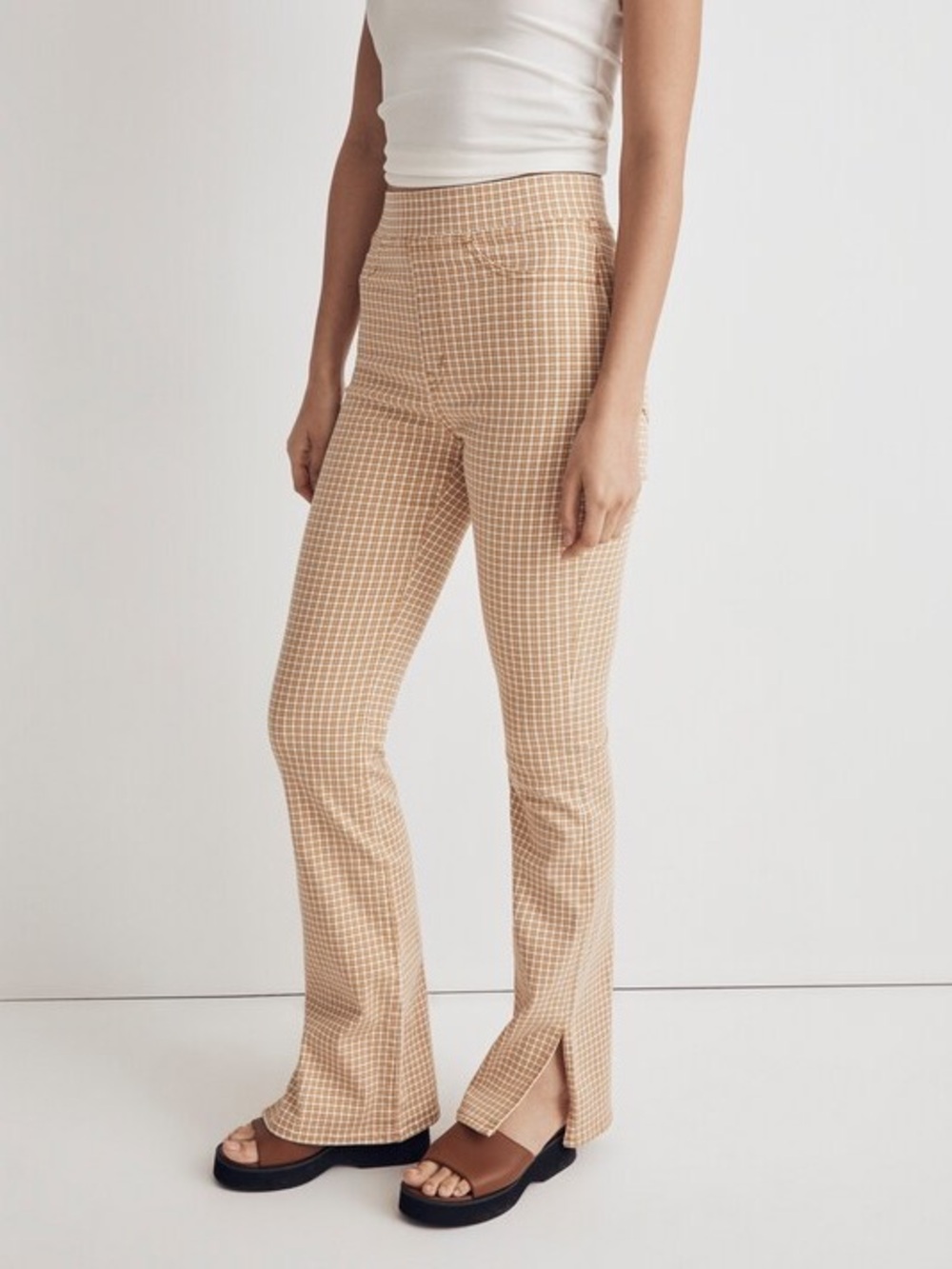 Women’s Madewell NJ215 Mini Check Plaid Pull-On Skinny Flare Jeans Size 27